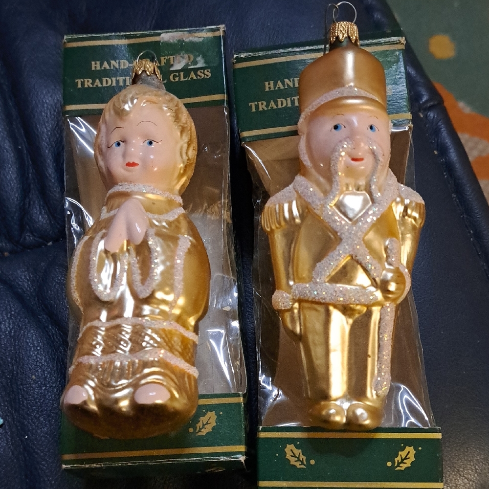 AND Gold and Cream Holiday Ornament Duo